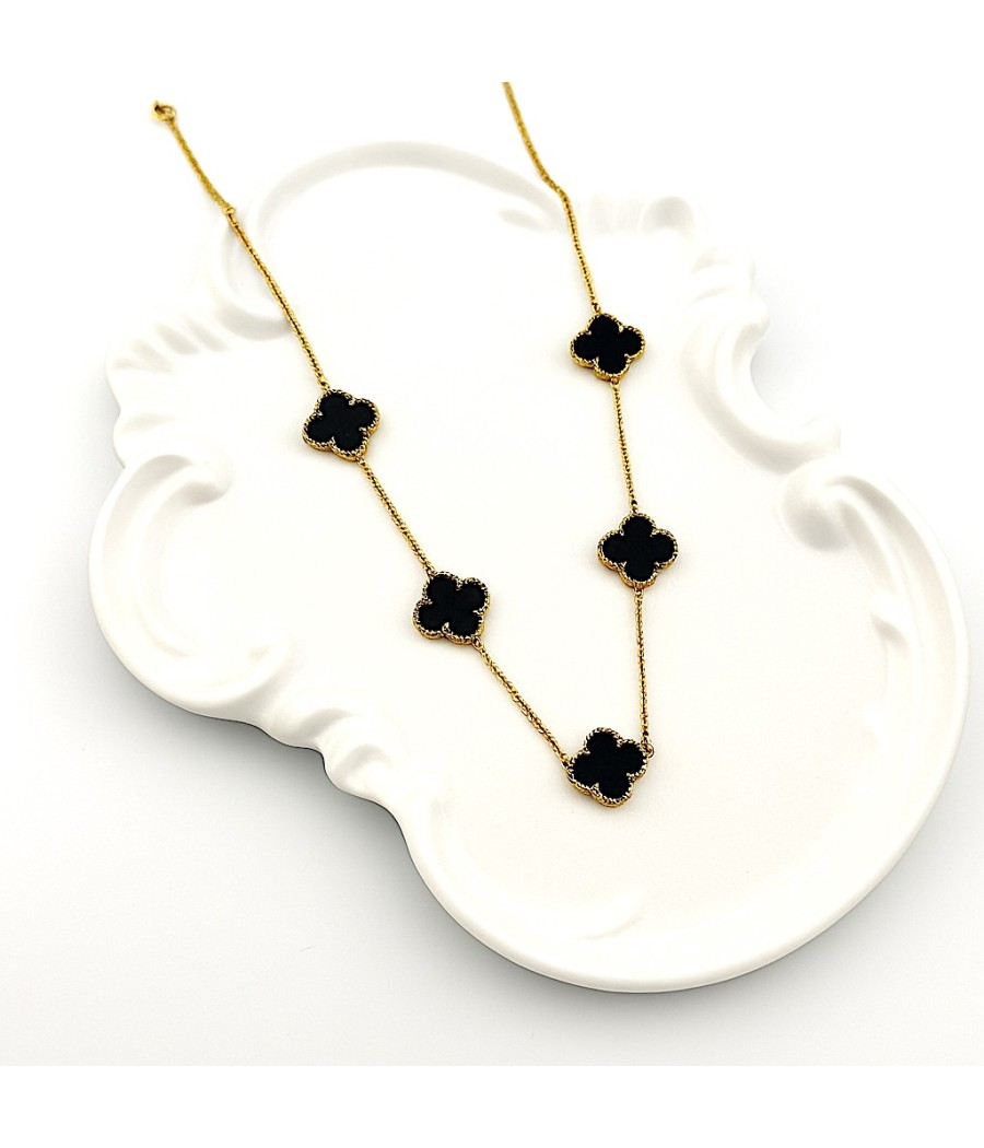 Κολιέ Τετράφυλλο με Πολύχρωμα Χρυσό