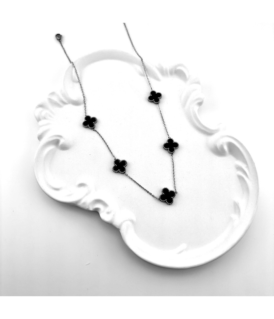 Κολιέ Τετράφυλλο με Φίλντισι Ασήμι