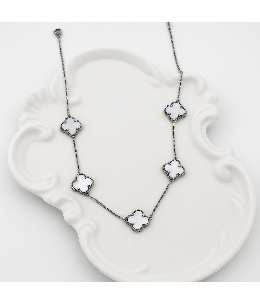 Κολιέ Τετράφυλλο με Φίλντισι Ασήμι