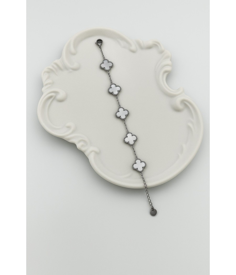 Βραχιόλι Τετράφυλλο με Φίλντισι ασήμι