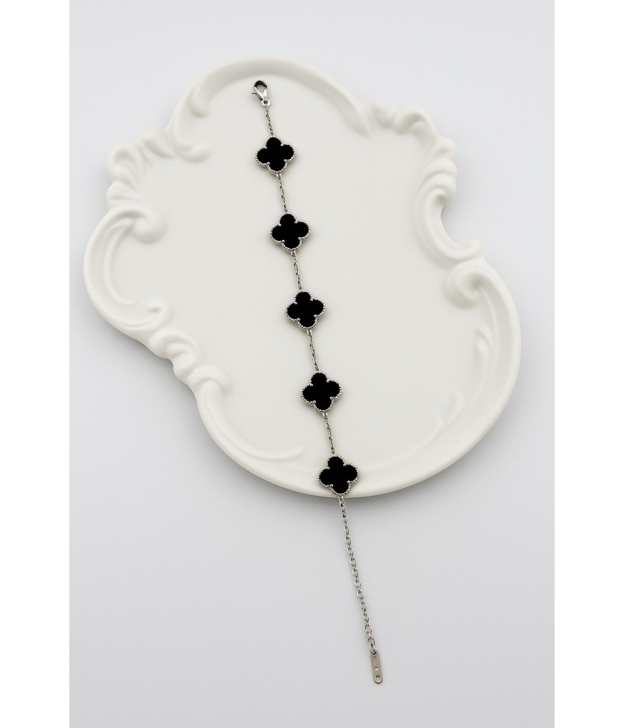 Βραχιόλι Τετράφυλλο με Φίλντισι ασήμι