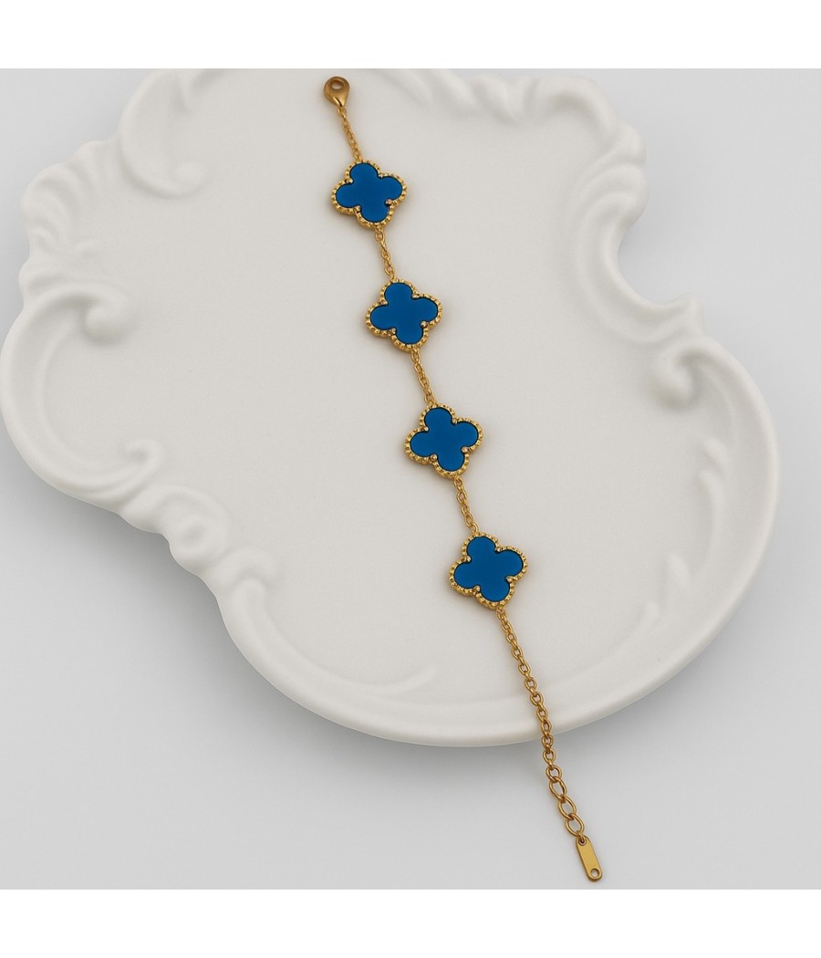 Βραχιόλι Τετράφυλλο με Φίλντισι Χρύσο