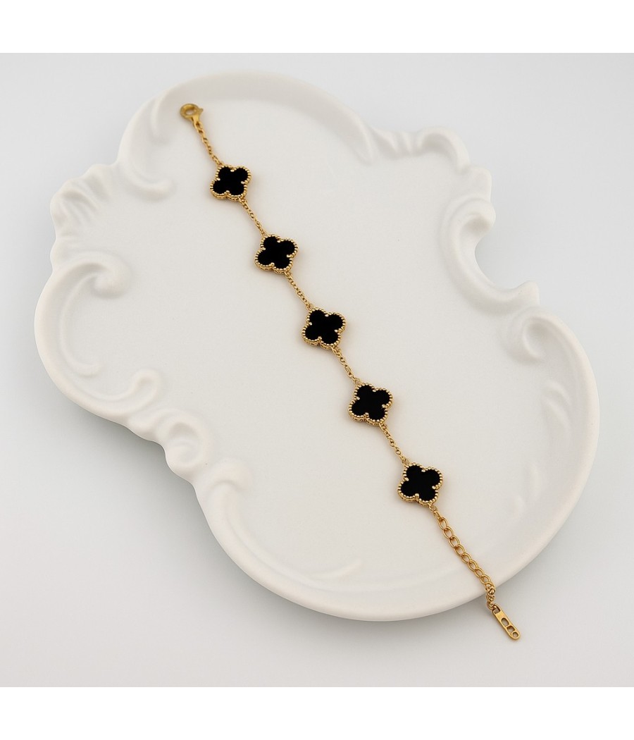 Βραχιόλι Τετράφυλλο με Φίλντισι Χρύσο