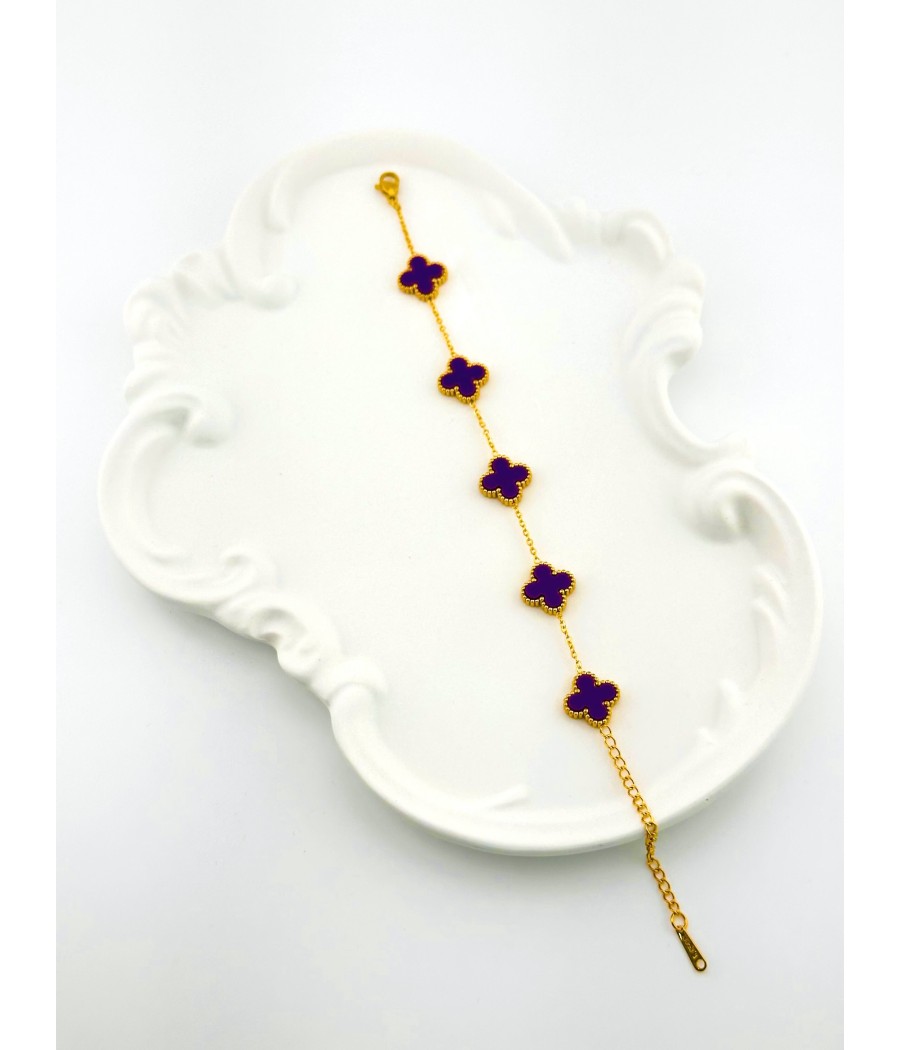 Βραχιόλι Τετράφυλλο με Φίλντισι Χρύσο