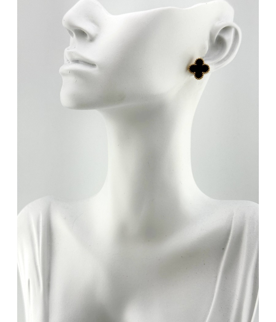 Σκουλαρίκια Τετράφυλλο με Φίλντισι Χρύσο