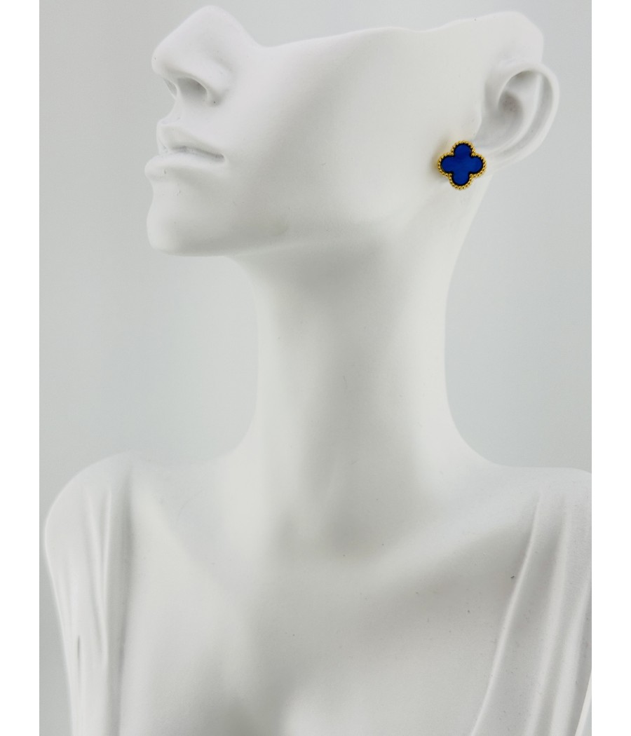 Σκουλαρίκια Τετράφυλλο με Φίλντισι Χρύσο