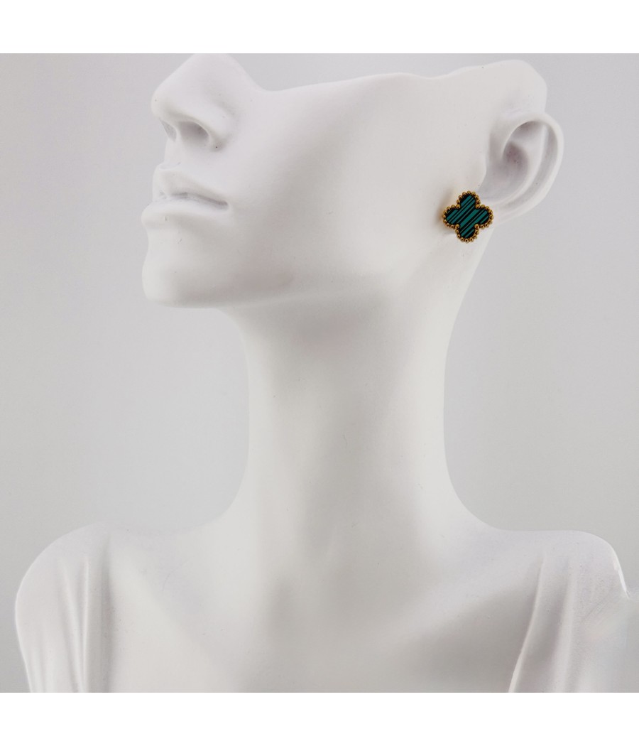 Σκουλαρίκια Τετράφυλλο με Φίλντισι Χρύσο