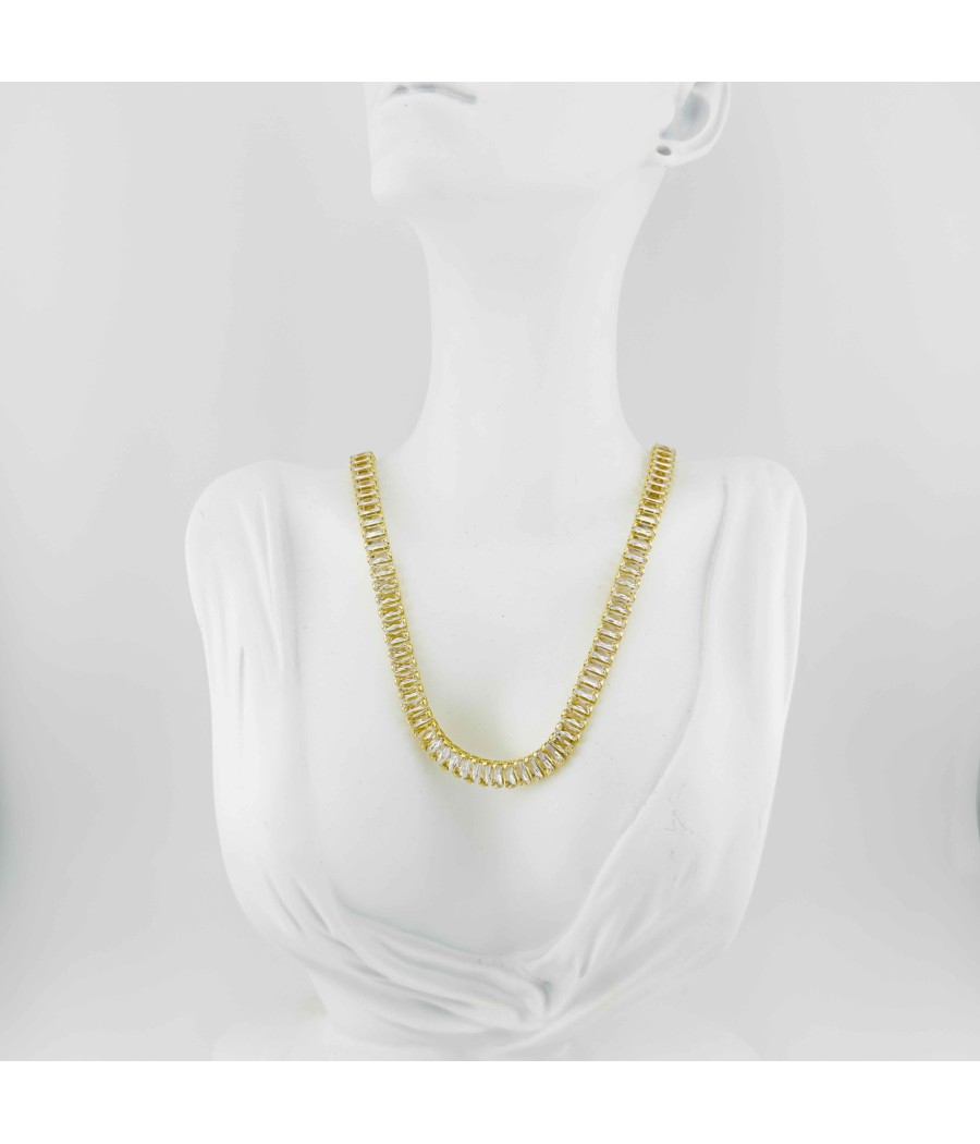 Κολιέ με Ζιργκόν – Ασημί & Χρυσό Πολυτελής Λάμψη