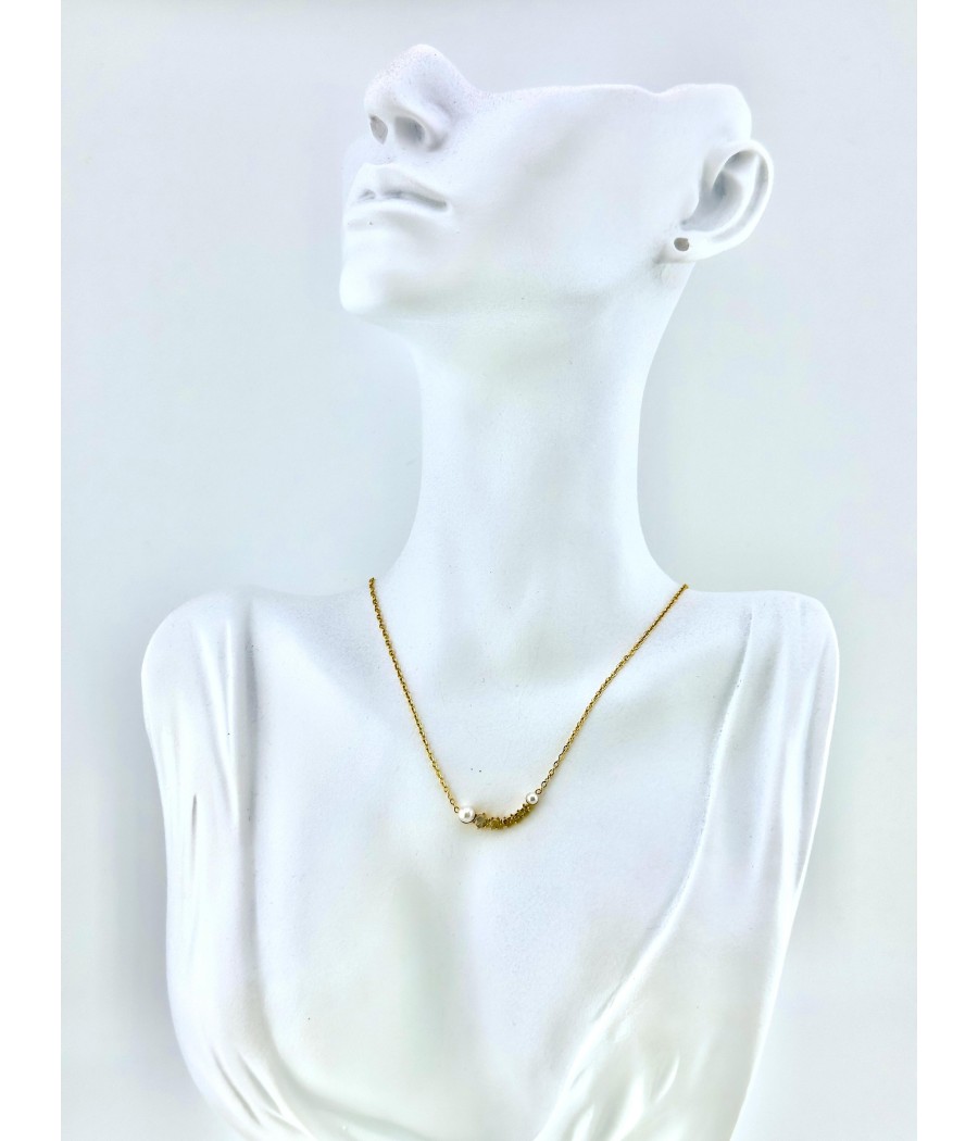 Κολιέ με Μαργαριτάρια & Ζιργκόν – Ασημί & Χρυσό