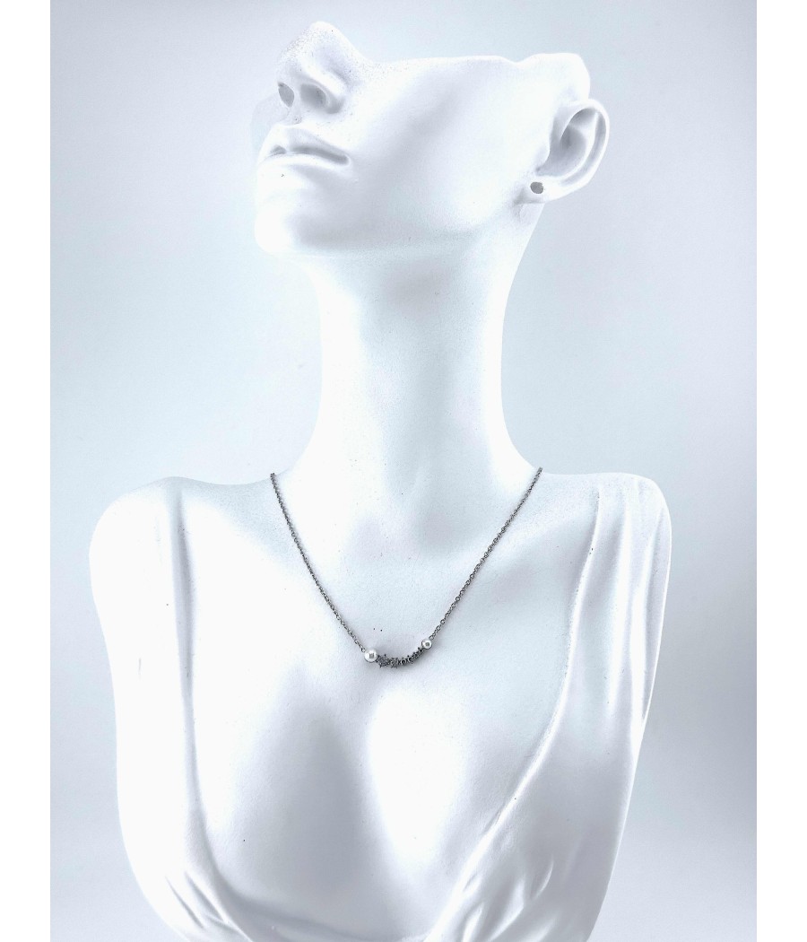 Κολιέ με Μαργαριτάρια & Ζιργκόν – Ασημί & Χρυσό