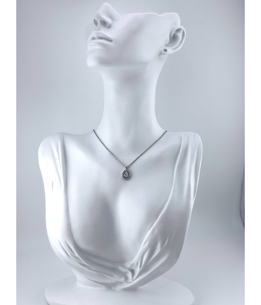 Κολιέ Δάκρυ με Ζιργκόν – Ασημί & Χρυσό