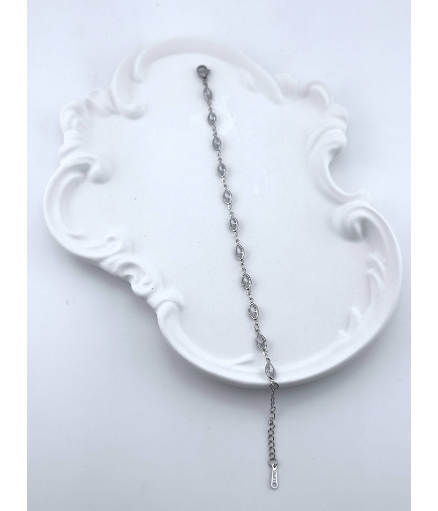 Βραχιόλι Αλυσίδα με Μακρόστενα Κρυσταλάκια – Ασήμι & Χρυσό