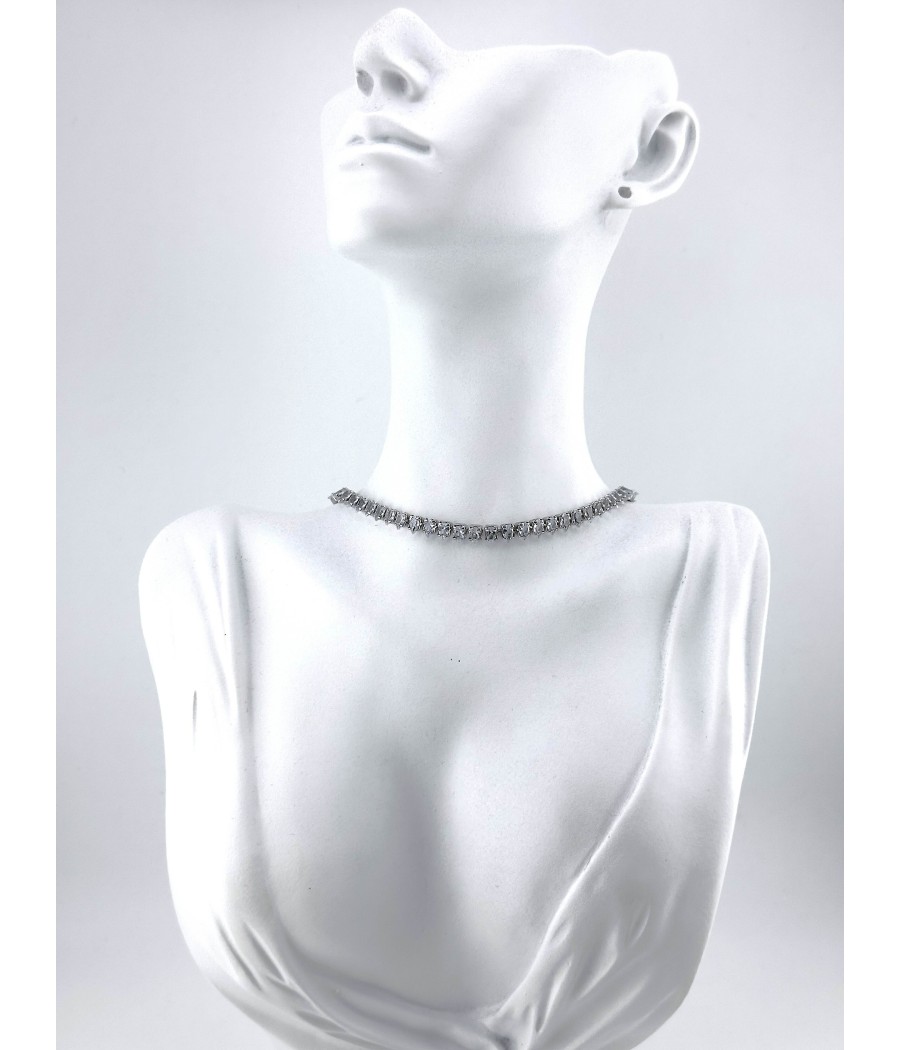 Κολιέ Ριβιέρα Μακρύ με Ζιργκόν – Ασημί & Χρυσό