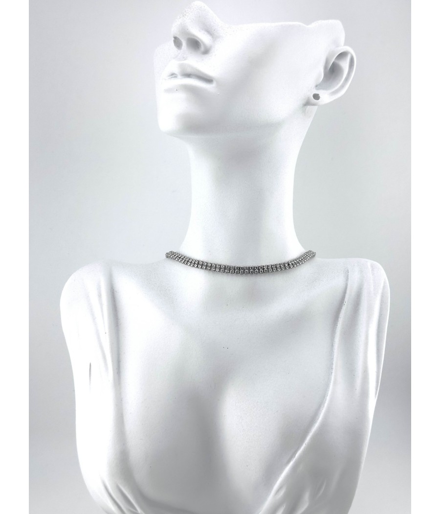 Κολιέ Tennis με Ζιργκόν – Ασήμι & Χρυσό Μακρύ