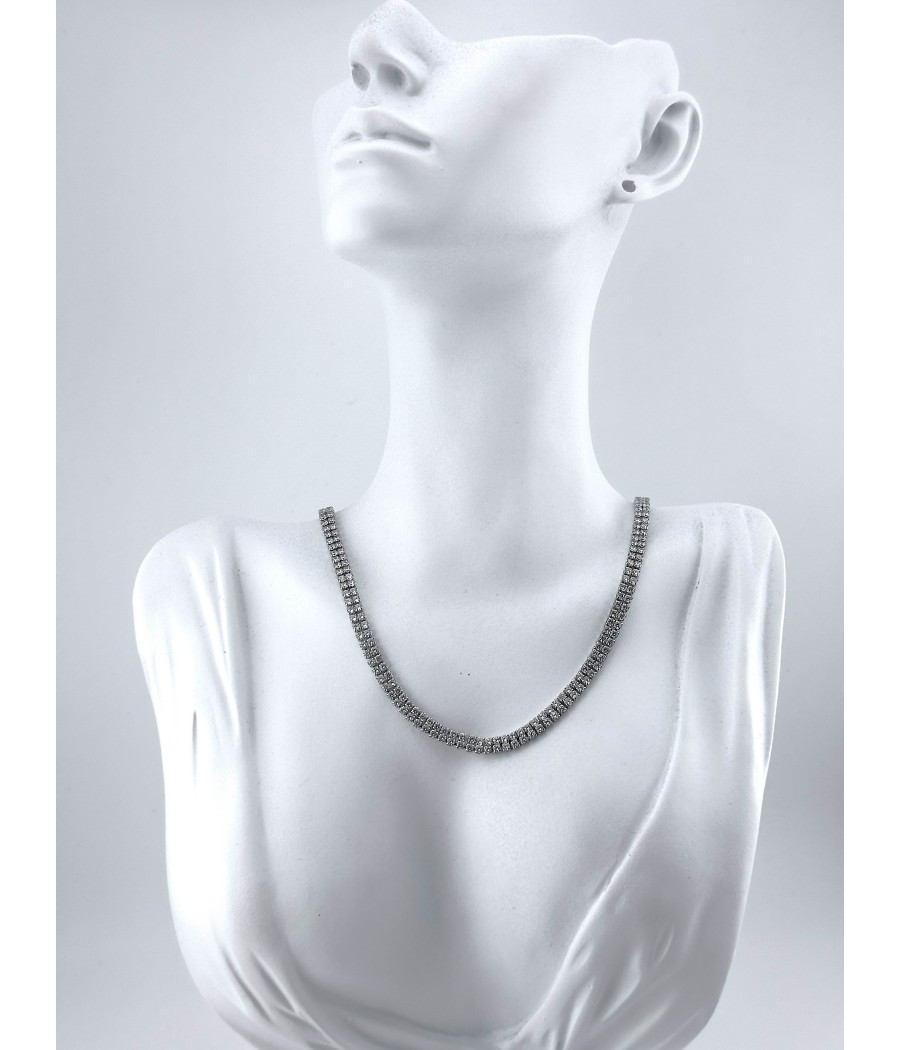 Κολιέ Tennis με Ζιργκόν – Ασήμι & Χρυσό Μακρύ