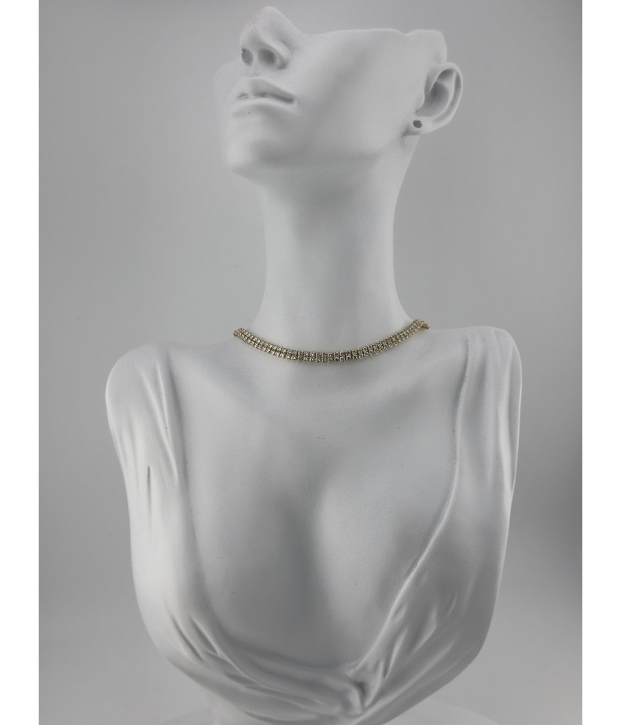 Κολιέ Tennis με Ζιργκόν – Ασήμι & Χρυσό Μακρύ