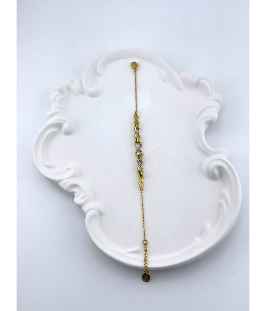 Βραχιόλι Άπειρο με Ζιργκόν – Ατσάλι & Χρυσό