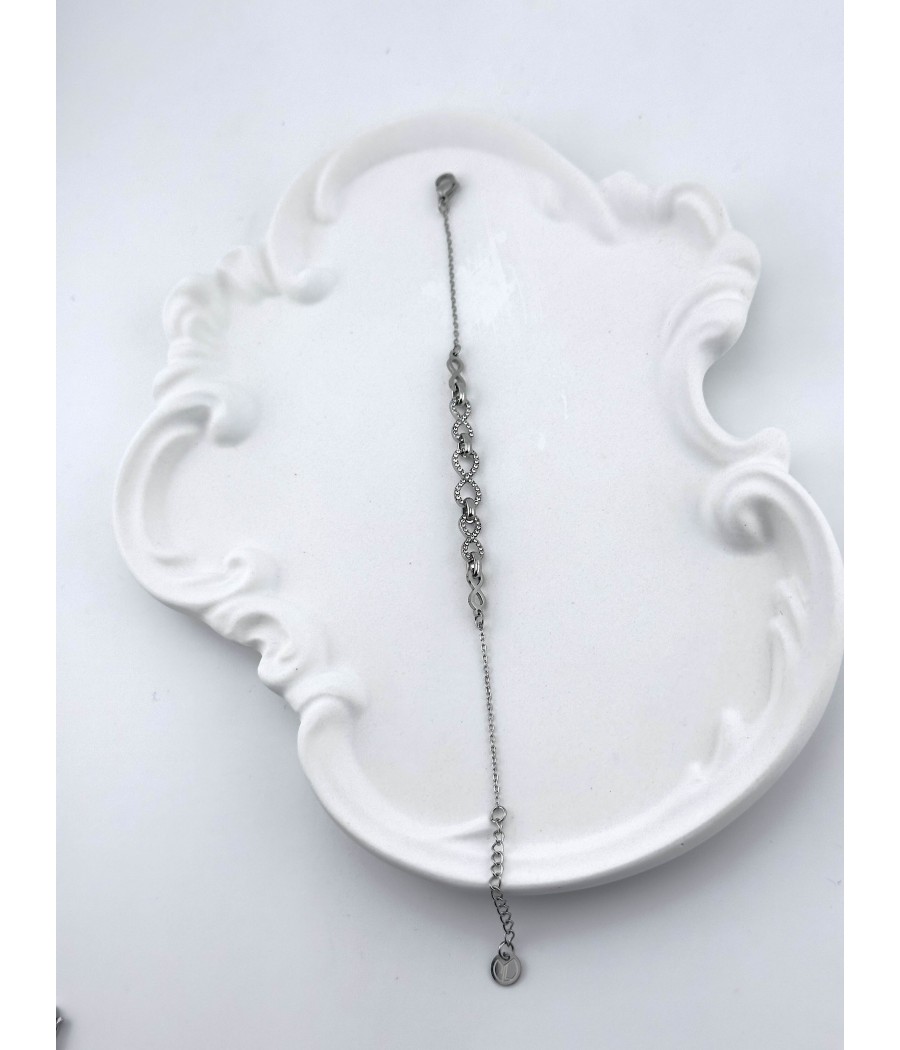 Βραχιόλι Άπειρο με Ζιργκόν – Ατσάλι & Χρυσό