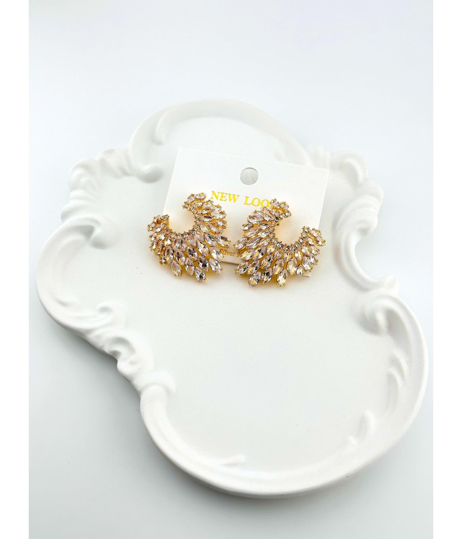 Σκουλαρίκια Κρίκοι με Ζιργκόν – Ασήμι & Χρυσό