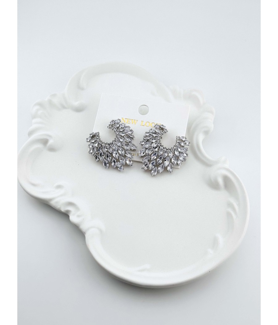 Σκουλαρίκια Κρίκοι με Ζιργκόν – Ασήμι & Χρυσό