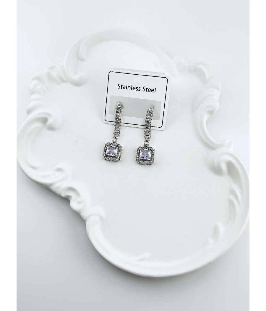 Σκουλαρίκια Κρεμαστά με Ζιργκόν – Ασήμι & Χρυσό