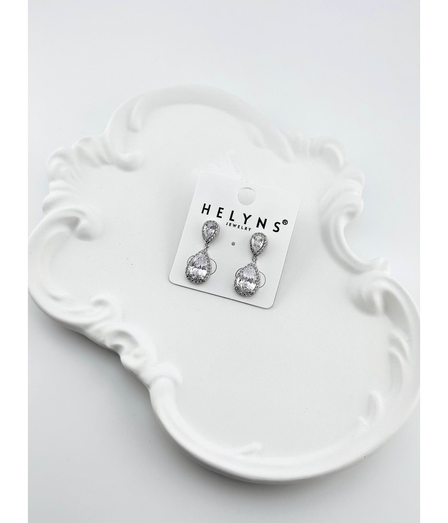 Σκουλαρίκια Δάκρυ με Ζιργκόν – Ασήμι & Χρυσό