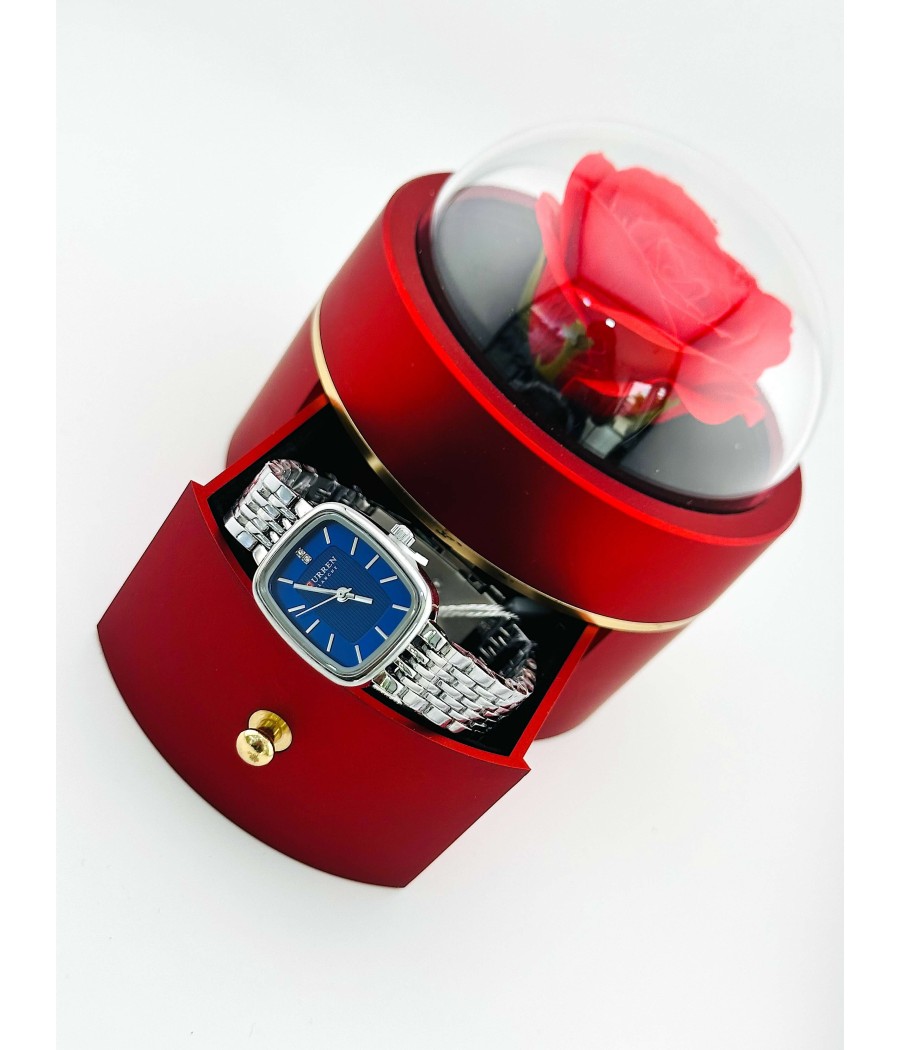 Γυναικείο Ρολόι Ασημί με Μπλε Καντράν