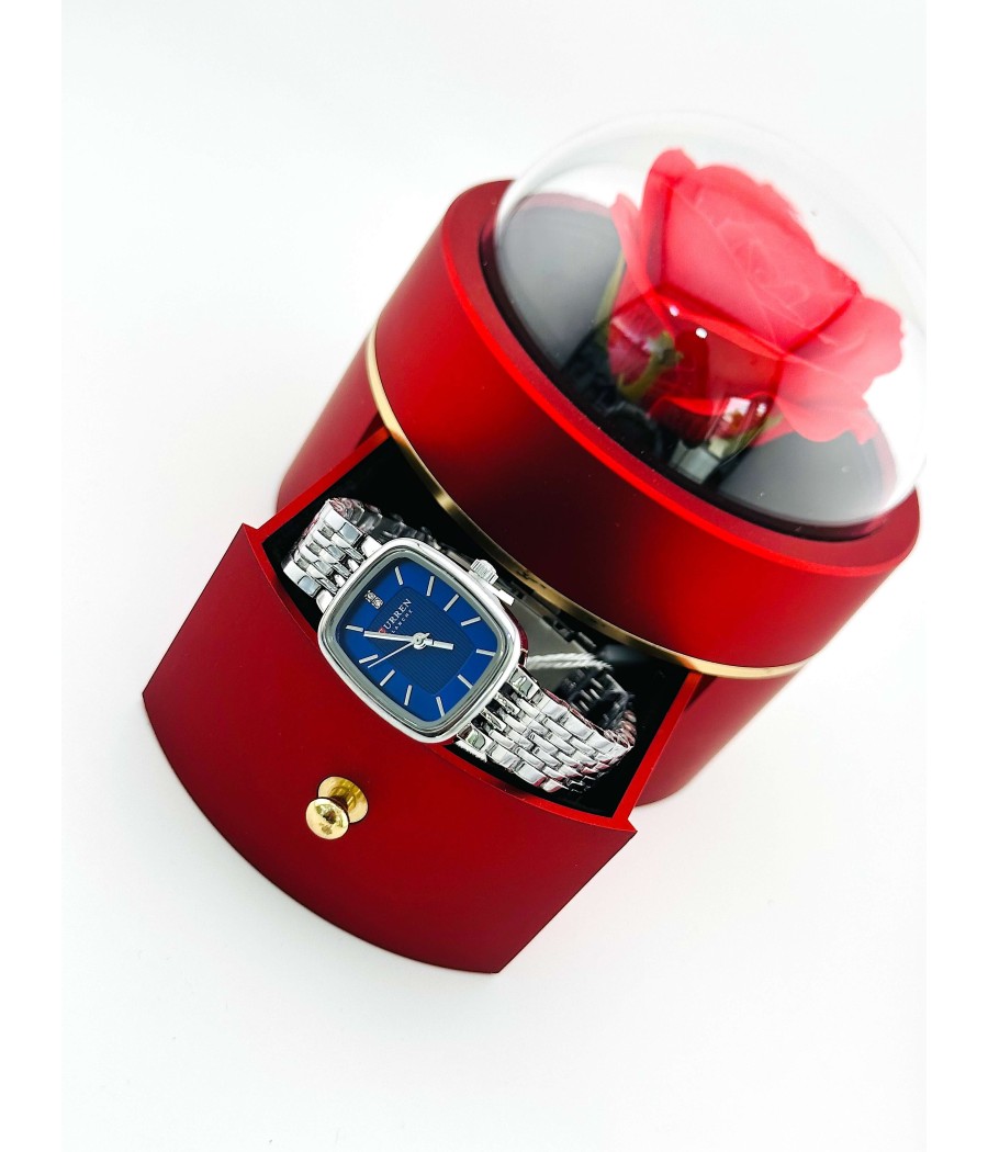 Γυναικείο Ρολόι Ασημί με Μπλε Καντράν