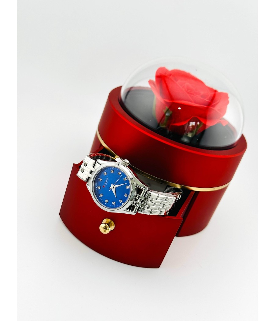 Ανδρικό Ρολόι Ασημί με Μπλε Καντράν