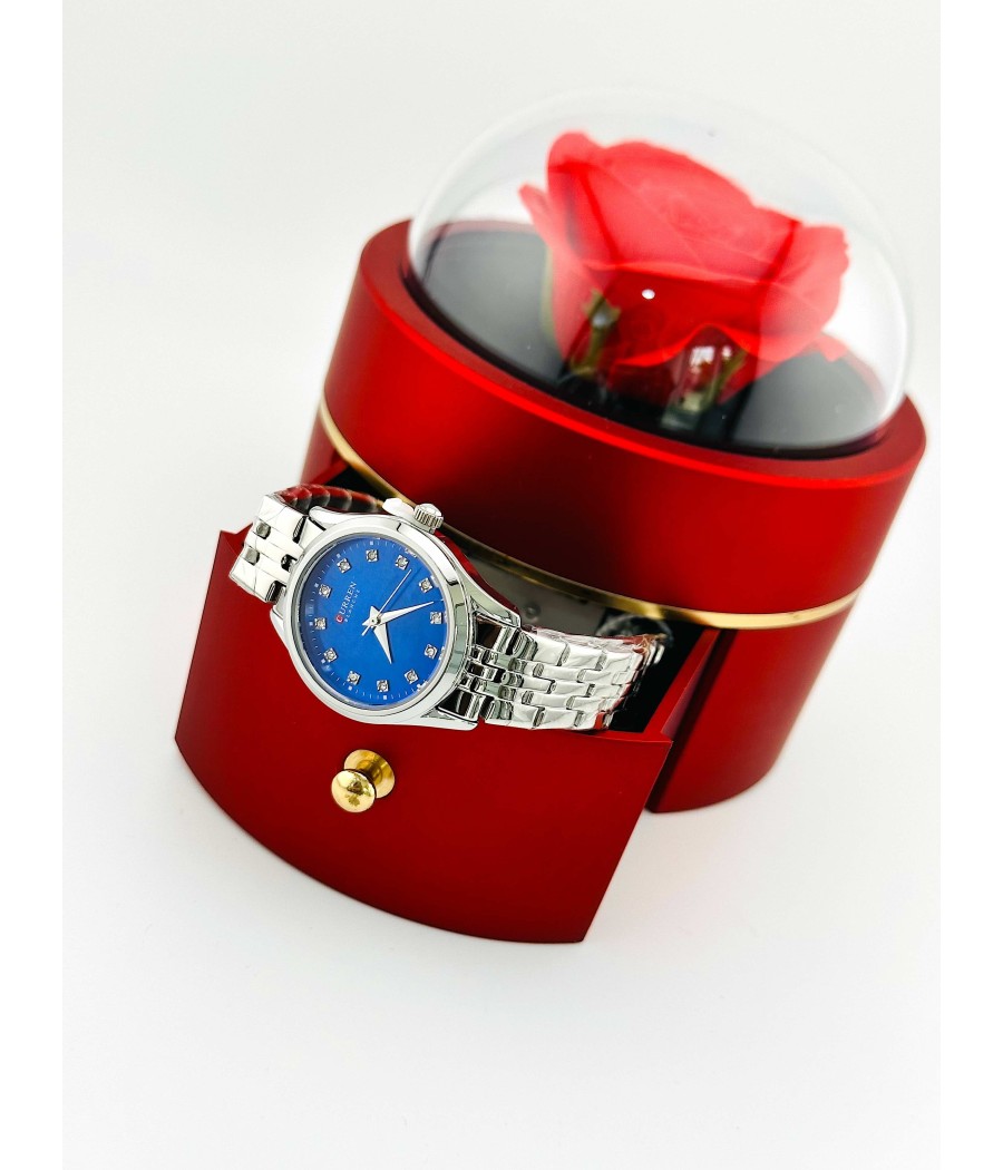 Ανδρικό Ρολόι Ασημί με Μπλε Καντράν