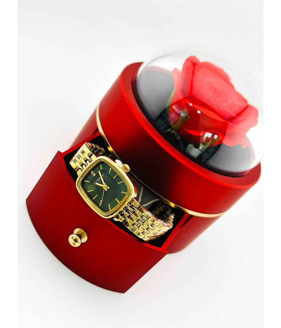 Γυναικείο Ρολόι Χρυσό-Ασημί με Μπλε Καντράν