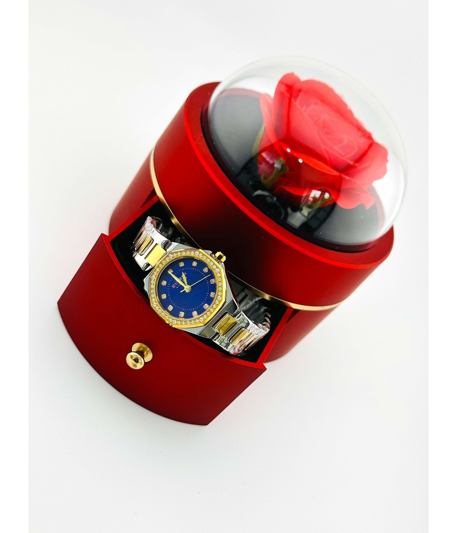 Ρολόι Χρυσό-Ασημί με Μπλε Καντράν