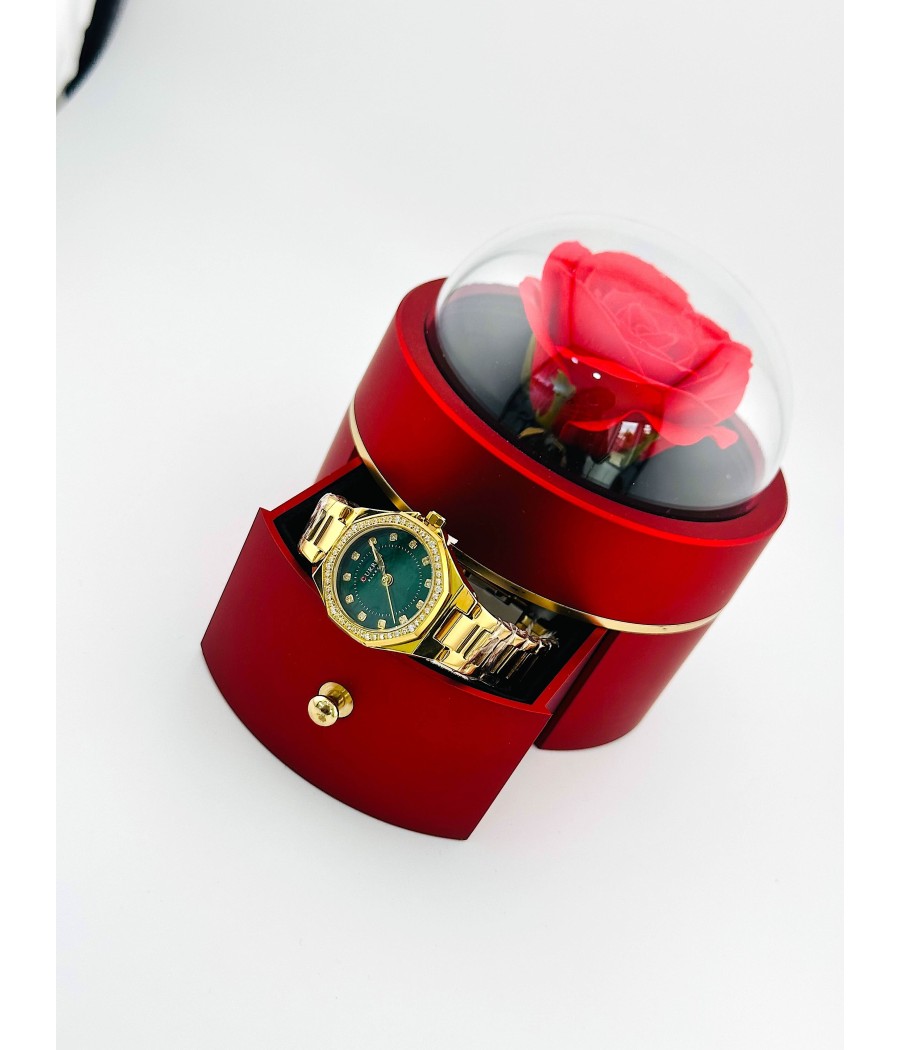 Γυναικείο Ρολόι Χρυσό με Πράσινο Καντράν