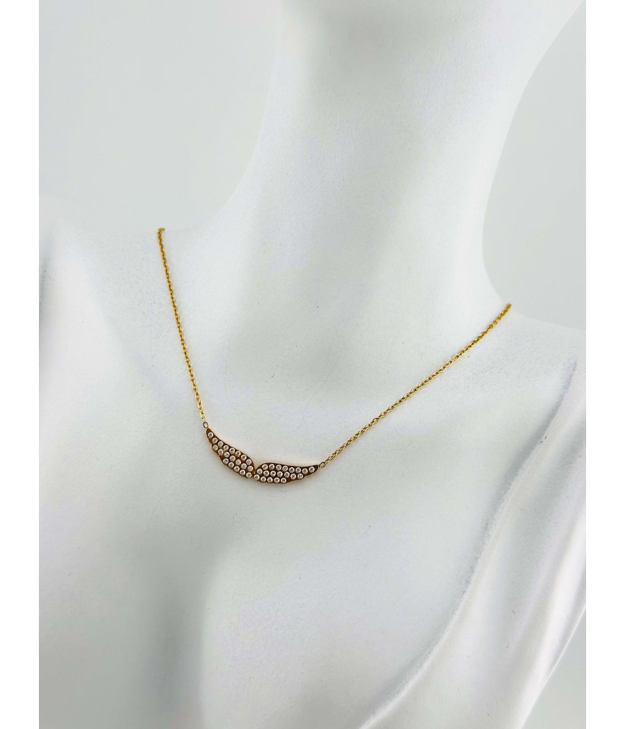 Κολιέ με Φτερά και Ζιρκόν – Διαθέσιμο σε Ασήμι και Χρυσό