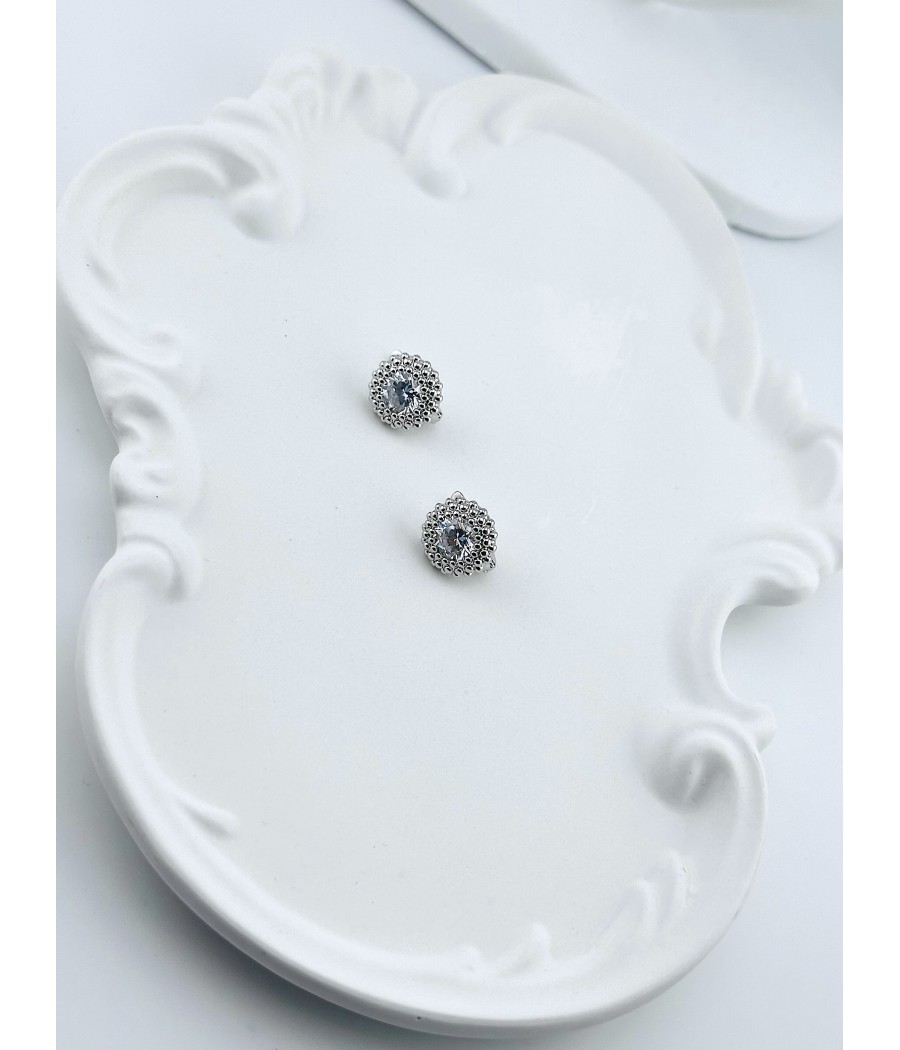 Σκουλαρίκια Στρογγυλά με Ζιρκόν – Σε Ασήμι και Χρυσό