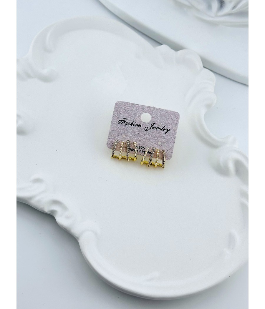 Σκουλαρίκια Ear Cuff με Ζιρκόν – Σε Ασήμι και Χρυσό