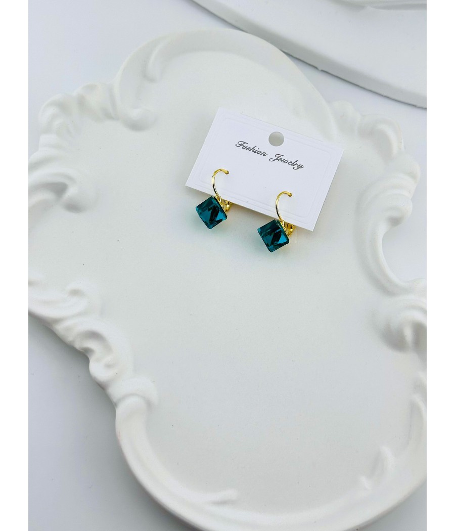 Σκουλαρίκια Κρεμαστά Χρυσά με Πέτρα – Σε Κόκκινο και Μπλε