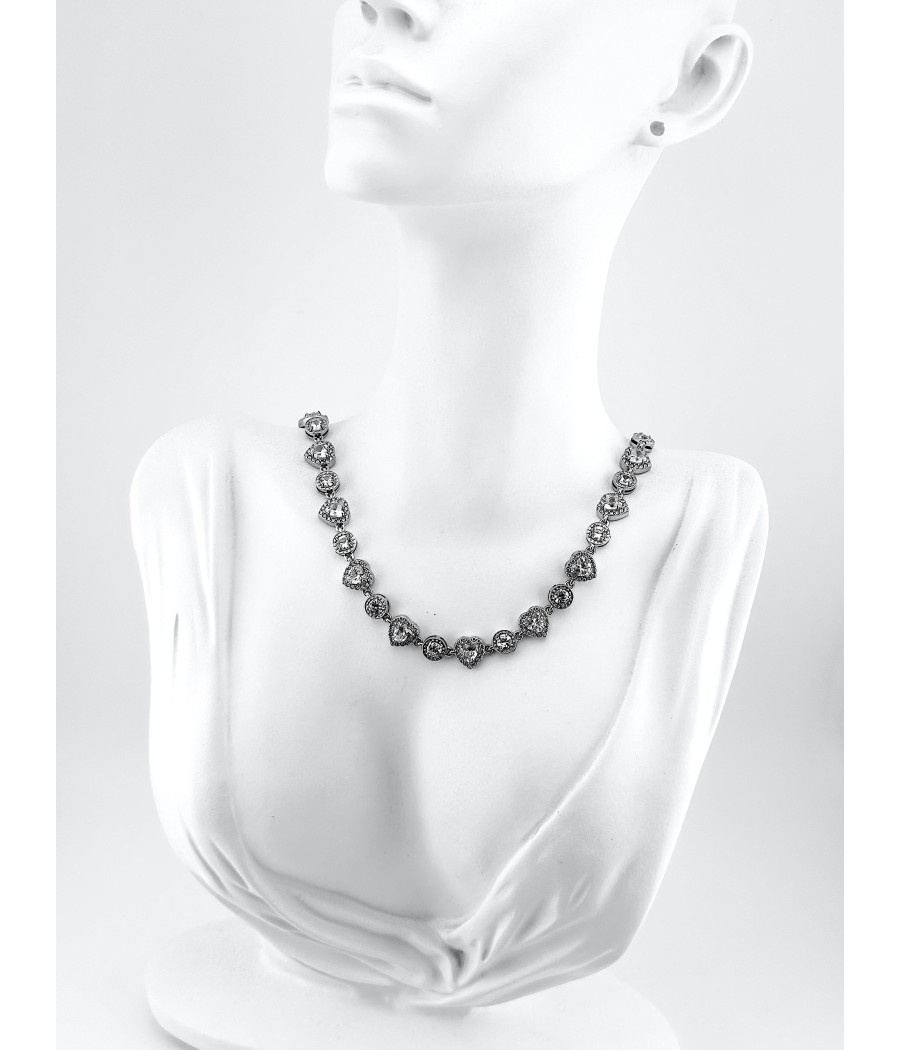 Κολιέ Καρδιές με Ζιρκόν – Σε Ασήμι και Χρυσό