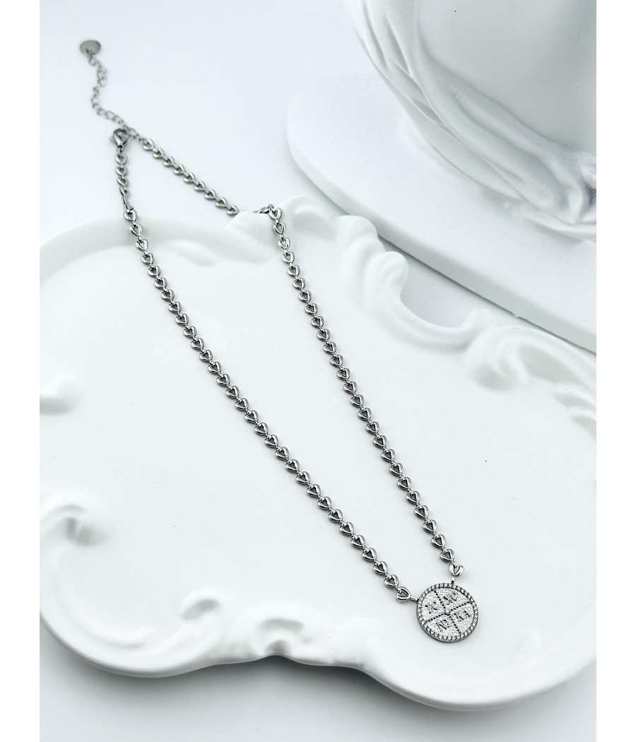 Κολιέ Κωνσταντινάτο με Πλέγμα Αλυσίδας – Ασημί ή Χρυσό