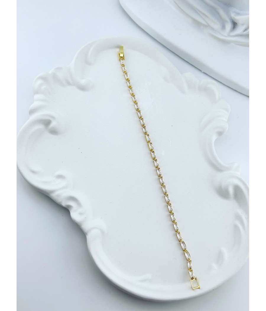 Βραχιόλι Ριβιέρα με Μπαγκέτα Ζιρκόν – Ασημί ή Χρυσό