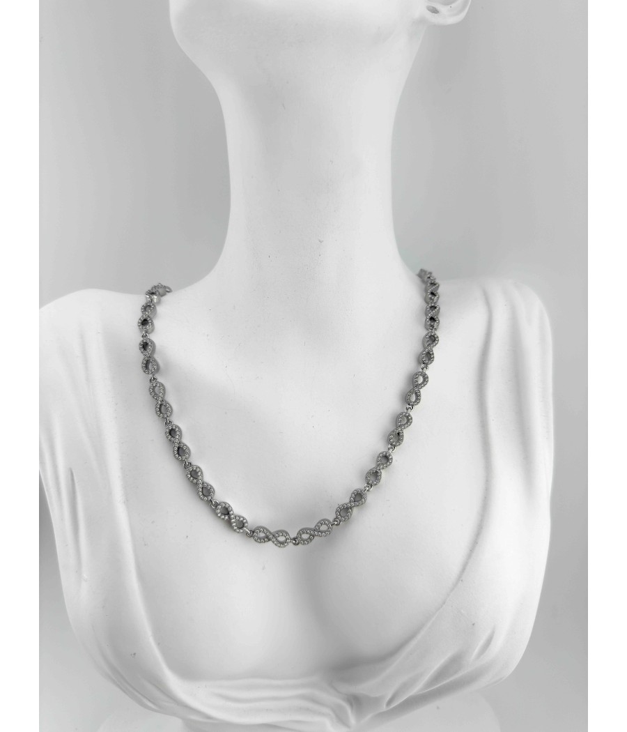 Κολιέ με Σύμβολο Απείρου και Ζιργκόν – Ατσάλινο Σε Χρυσό Και Ασημί