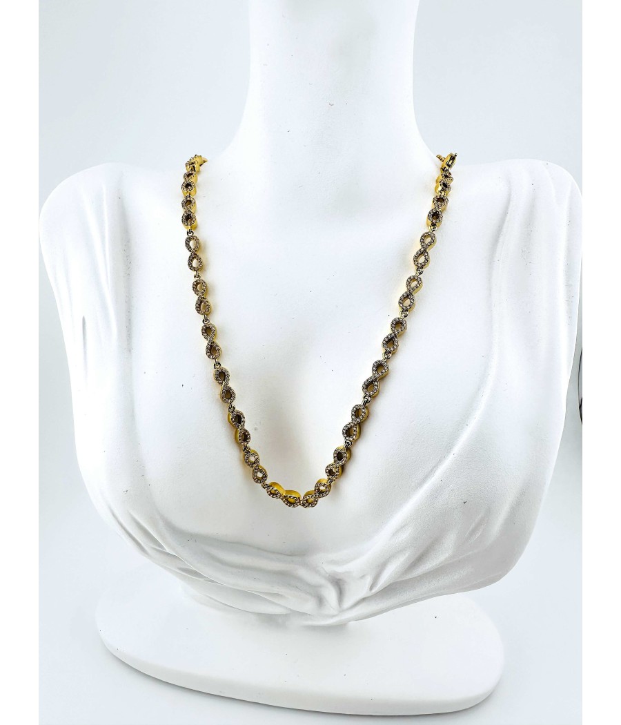 Κολιέ με Σύμβολο Απείρου και Ζιργκόν – Ατσάλινο Σε Χρυσό Και Ασημί