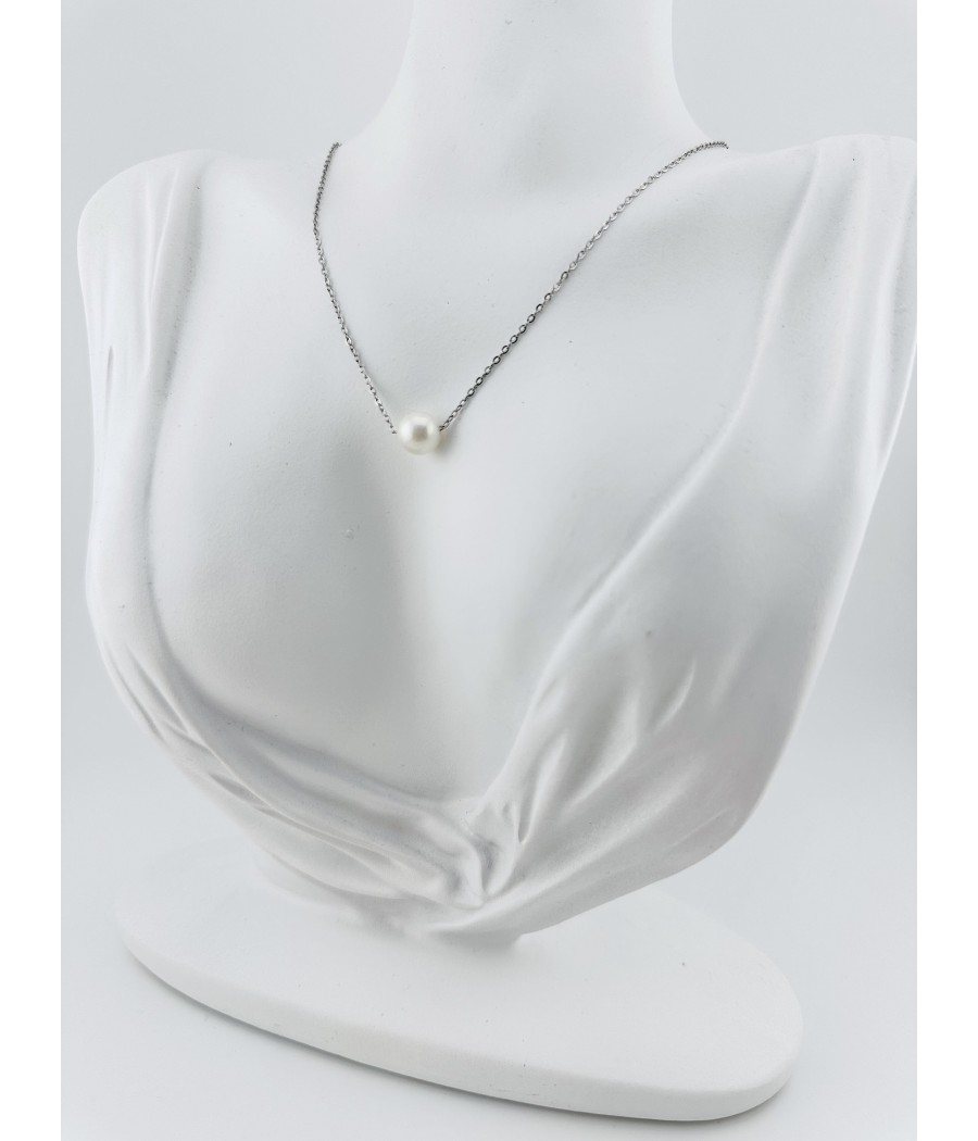 Κολιέ Ατσάλινο με Πέρλα Minimal