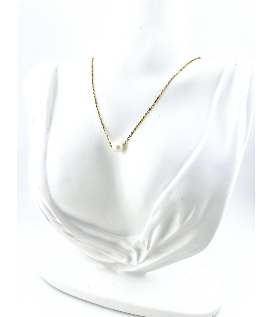 Κολιέ Ατσάλινο με Πέρλα Minimal