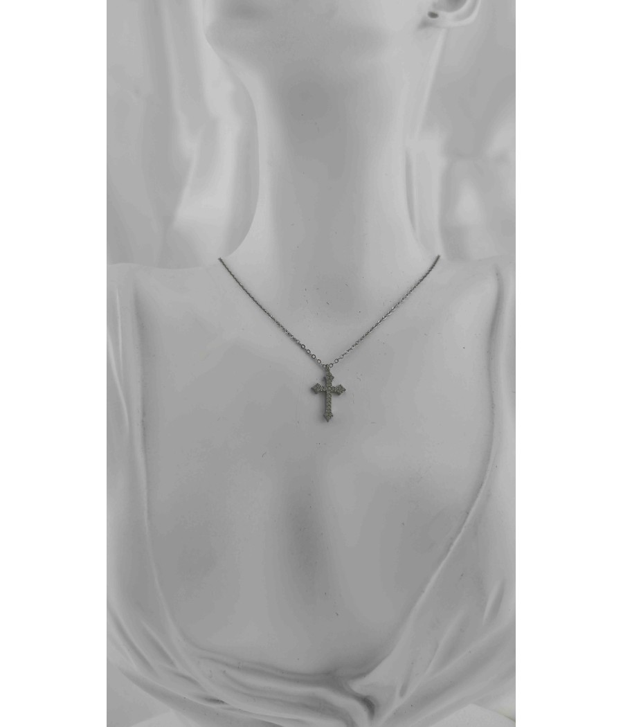 Ατσάλινο Γυναικείος Σταυρός με Πέτρες σε Χρυσή και Ασημί Απόχρωση