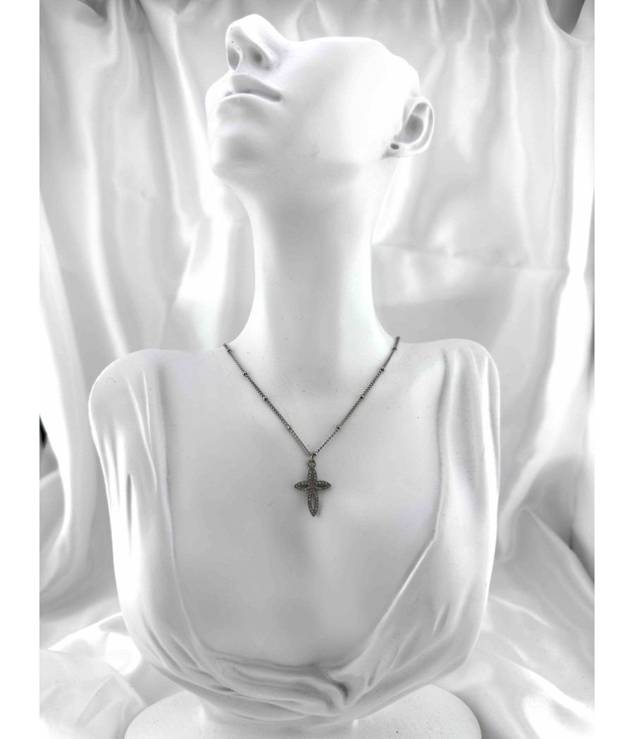 Γυναικείος Σταυρός Χρυσό & Ασημί με Ζιργκόν