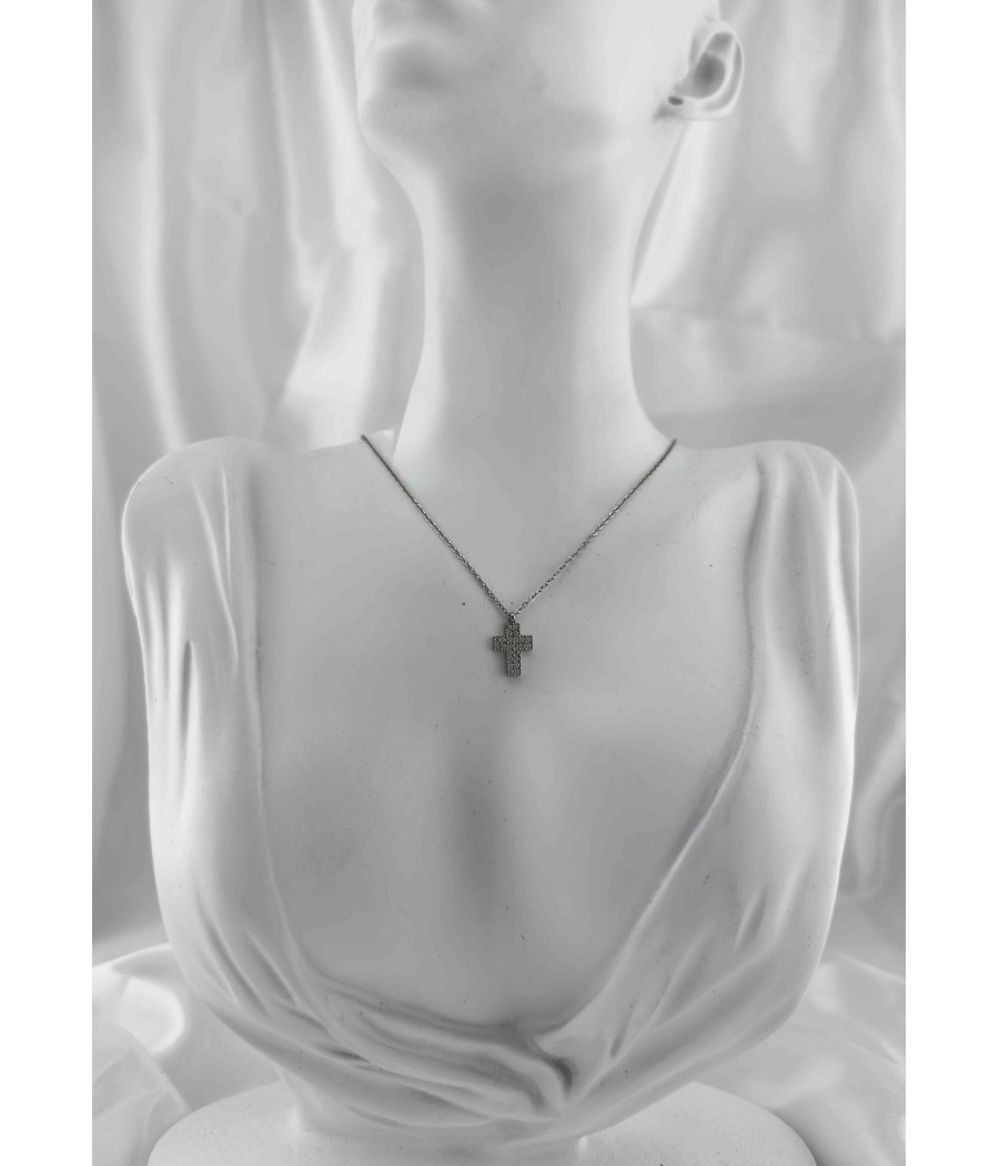 Γυναικείος Σταυρός σε Χρυσό & Ασημί με Ζιργκόν