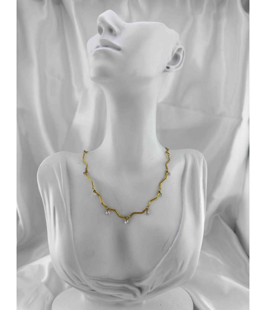 Ατσάλινο Γυναικείο Κολιέ Κυματιστό Χρυσό & Ασημί