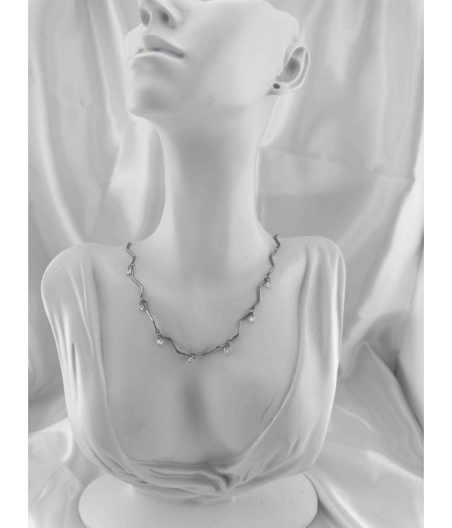 Ατσάλινο Γυναικείο Κολιέ Κυματιστό Χρυσό & Ασημί