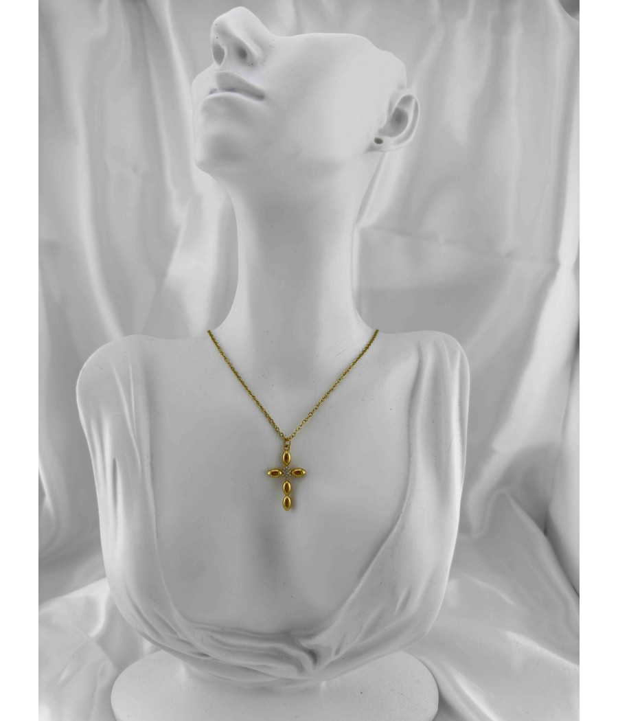 Γυναικείο Σταυρός Χρυσό & Ασημί με Πέτρες